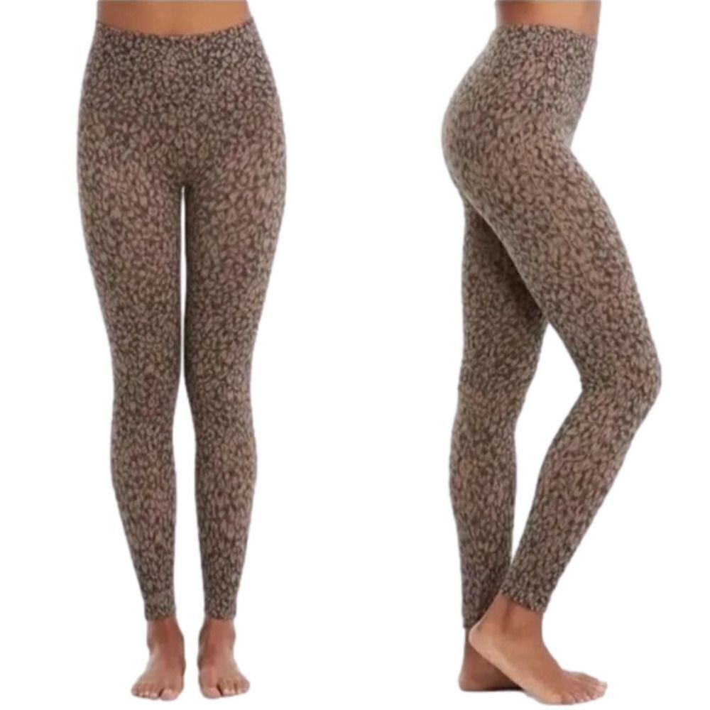 SPANX NWOT Look at Me Now Leggings mini leopard black brown tan leggings - S/P